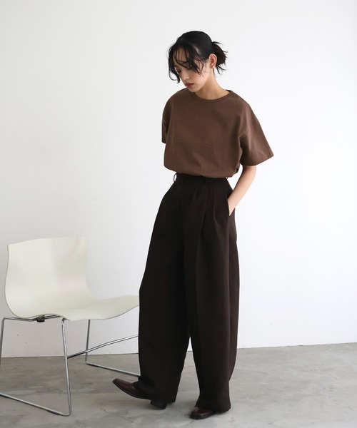 「hellam」 半袖Tシャツ FREE チャコール レディース_画像6