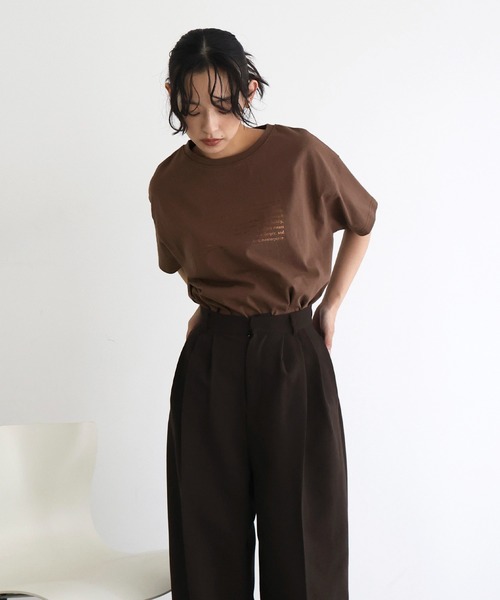 「hellam」 半袖Tシャツ FREE チャコール レディース_画像9