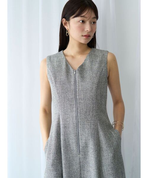 ワンピース フロントZIPミックスカラーワンピース 「夏服」の画像