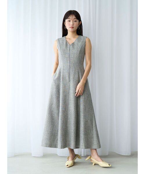 ワンピース フロントZIPミックスカラーワンピース 「夏服」の画像