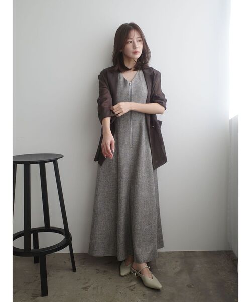 ワンピース フロントZIPミックスカラーワンピース 「夏服」の画像