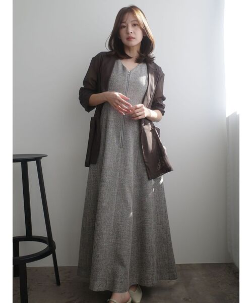 ワンピース フロントZIPミックスカラーワンピース 「夏服」の画像