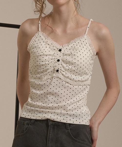 hazyl キャミソール eyelet gather camisole/アイレットギャザー