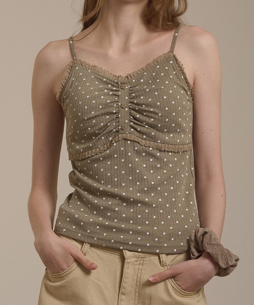 hazyl キャミソール eyelet gather camisole/アイレットギャザー