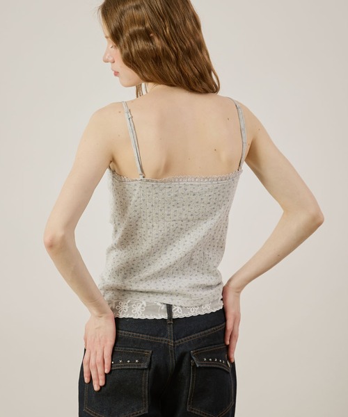 hazyl カップ付き キャミソール eyelet gather camisole/アイレット 