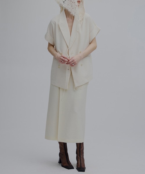 ジャケット・アウター Ameri MELANGE LACE VEST LAYERED JACKET S MELANGE LACE VEST LAYERED JACKET
