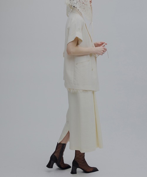 Ameri（アメリ） ジャケット ノーカラージャケット MELANGE LACE VEST