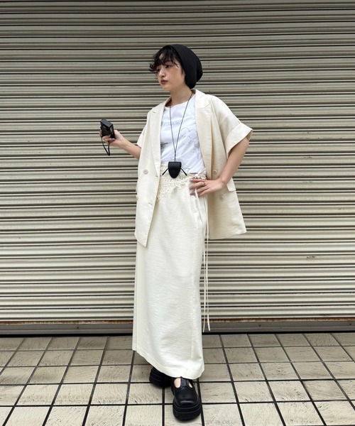 Ameri（アメリ） ジャケット ノーカラージャケット MELANGE LACE VEST