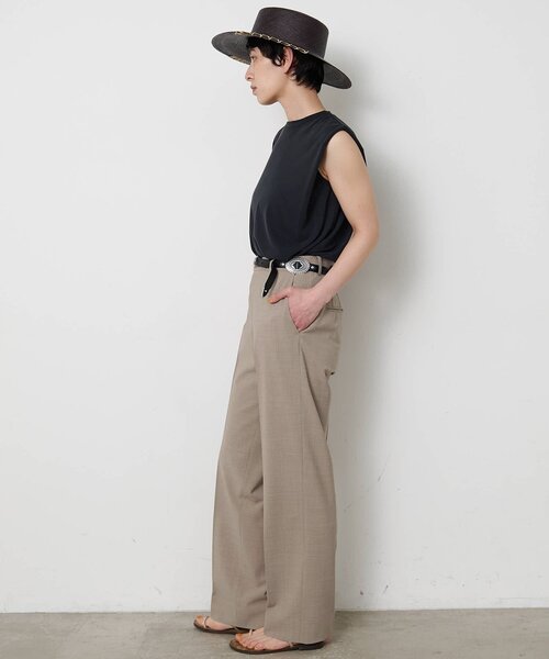 パンツ 平織りストレッチパンツ レディース_5