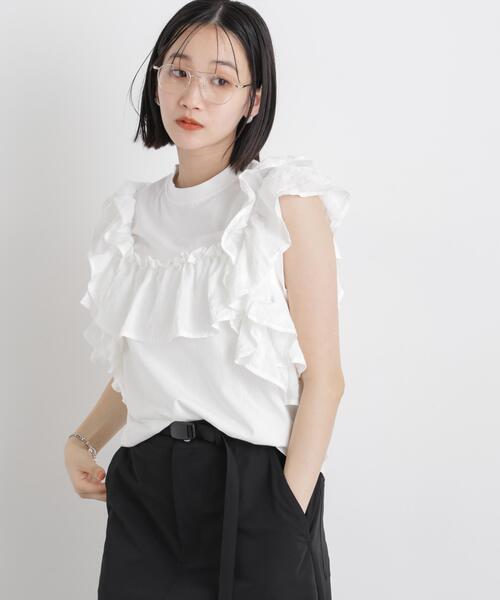 NANO universe（ナノ・ユニバース） tシャツ 3wayデザインフリルコンビ