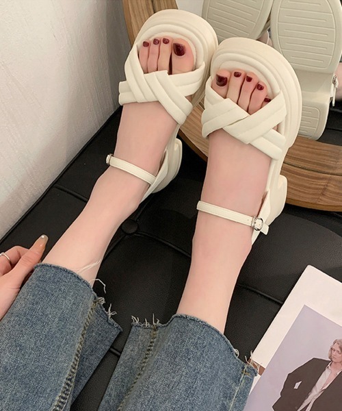 「Miniministore」 フラットサンダル 23.5cm ブラック レディース_画像6