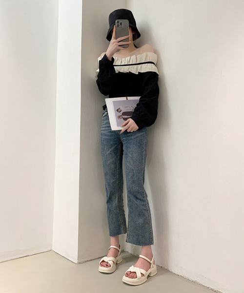 「Miniministore」 フラットサンダル 23.5cm ブラック レディース_画像8