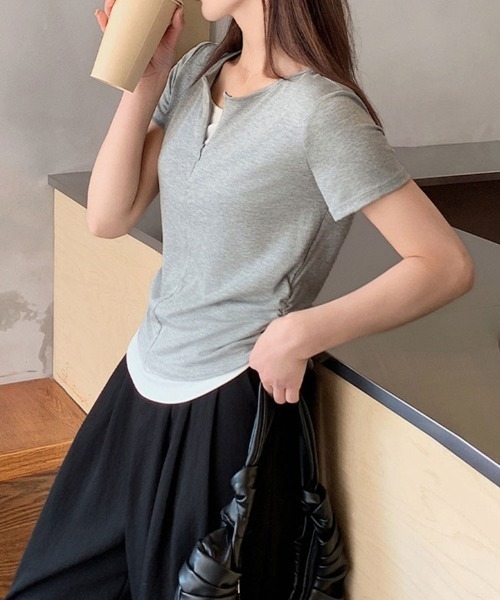 tシャツ 半袖 フロントジップVネックカットソー レディース : ZOZOTOWN