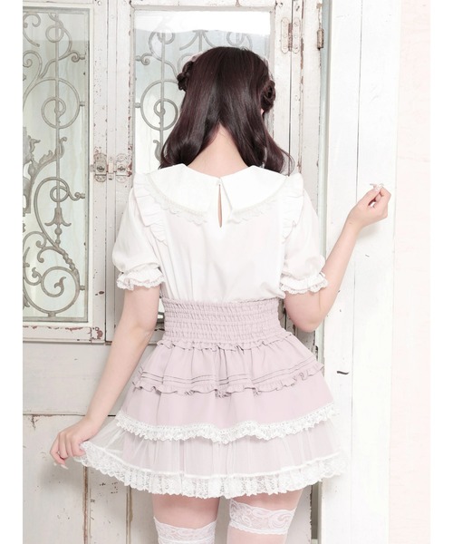 NOEMIE（ノエミー） tシャツ 半袖 ハートビジューヨークレースアップ