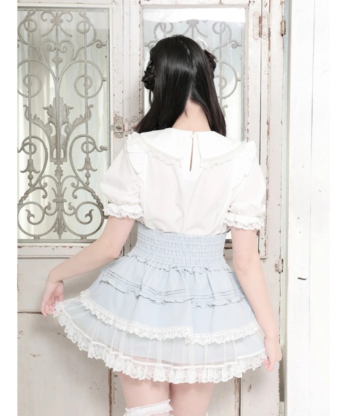 PUTUMAYO レース燕尾ブラウス 半袖 希少 NOEMIE（ノエミー） tシャツ 半袖 ハートビジューヨークレースアップ