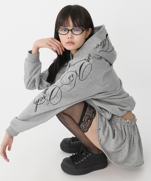 Heart Tattoo ジップアップパーカー FREE グレー レディース 
