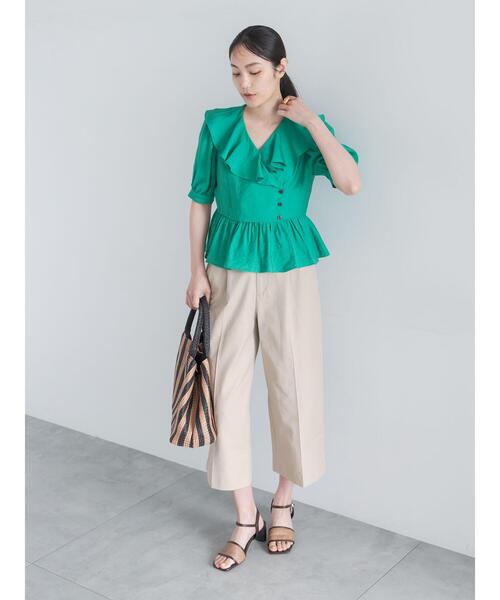 Te chichi（テチチ） ブラウス シャツ 半袖 ラッフルフリル半袖 
