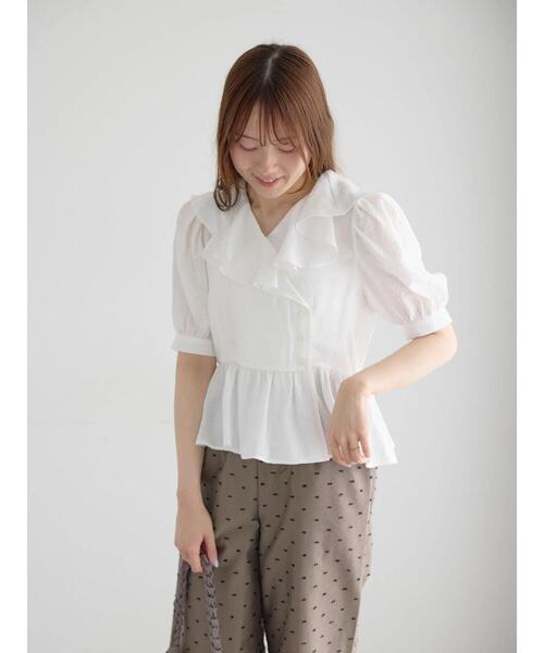 Te chichi（テチチ） ブラウス シャツ 半袖 ラッフルフリル半袖