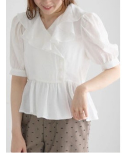 Te chichi（テチチ） ブラウス シャツ 半袖 ラッフルフリル半袖