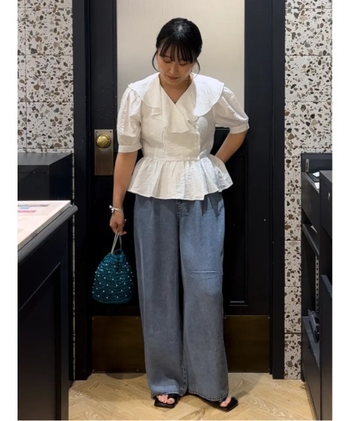 Te chichi（テチチ） ブラウス シャツ 半袖 ラッフルフリル半袖