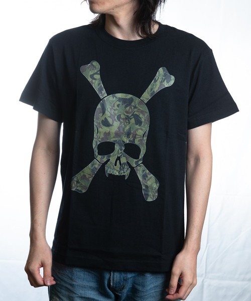 70％off】長袖シャツ ロエンRoen ドクロ M メンズ黒灰グレー