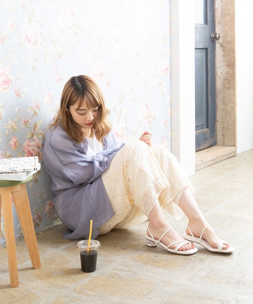 未使用✨ダイアナ パンプス スクエアトゥサンダル ピンヒール アンクルストラップ menue サンダル スクエアトゥ5連ストラップクリアヒールサンダル