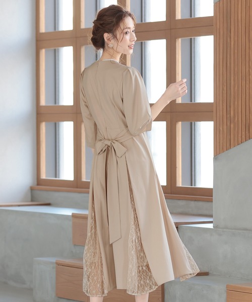 PourVous（プールヴー） ドレス ロング＆七分袖フォーマルパフスリーブ