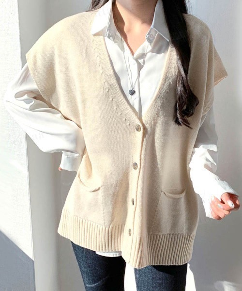 ベスト 22 Aw 秋冬 韓国ファッション ニット ベスト レディース オーバーサイズニットベスト レディース ジレ ニット Zozotown Yahoo 店 通販 Yahoo ショッピング