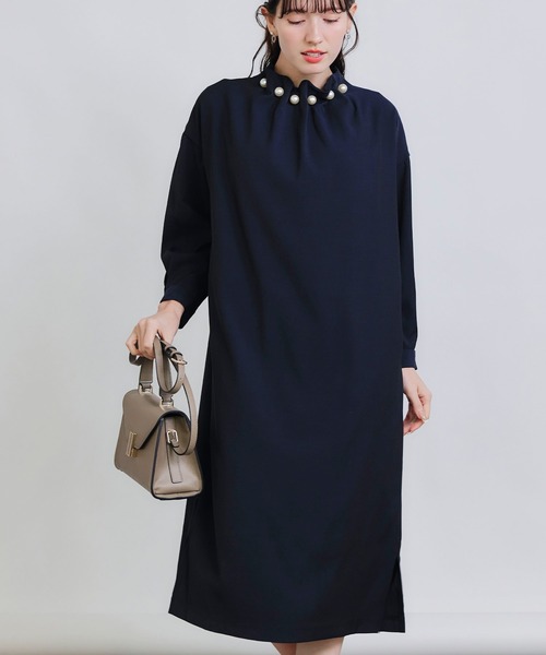 にこまま　ヤマダヤ　PICCIN PERLA ワンピース PICCIN PERLA ワンピース 入学式 卒業式 襟ビッグパールワンピース