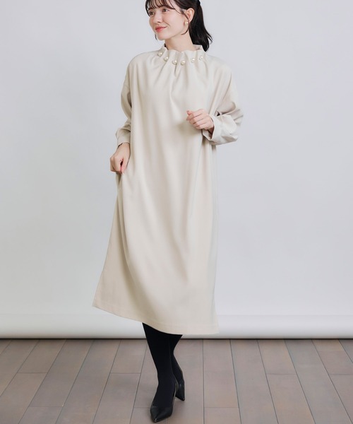 PICCIN PERLA ワンピース 襟ビッグパールワンピース : ZOZOTOWN Yahoo
