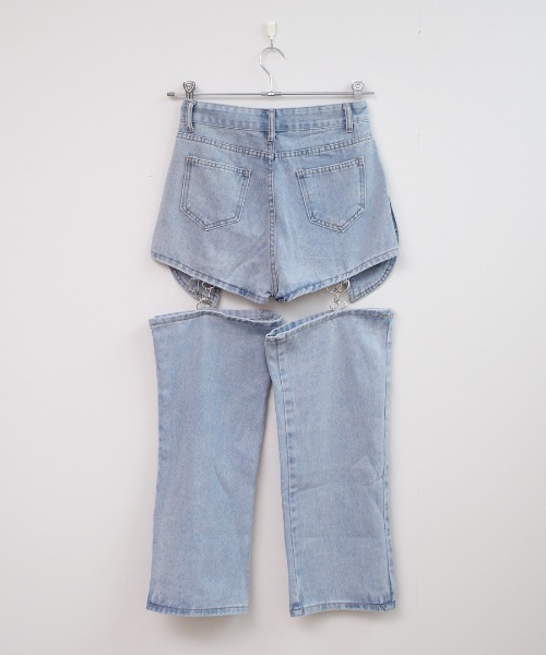 shopnikoniko パンツ デニム ジーンズ 2way ハイウエスト