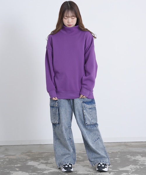 キャピタル クッキーポケットクルーネック スウェット 裏起毛 ジップ パープル キャピタル クッキーポケットクルーネック スウェット 裏起毛 ジップ
