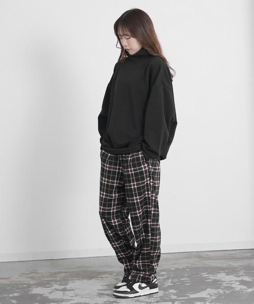 ラッセルノ 裏起毛ハイネックトレーナー 白×黒 袖ルチャマスク／SIZE:4 improves（インプローブス） トレーナー スウェット 裏起毛 無地