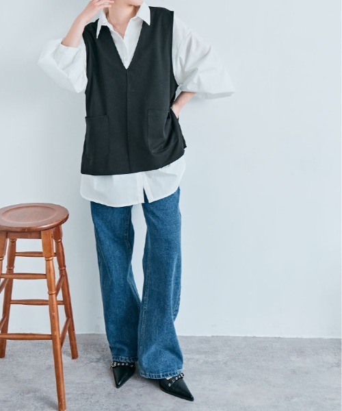 ベアトリス　ストレッチポンチベスト ベスト ジレ もっちもちの触り心地がやみつき。「mochiz」全方向