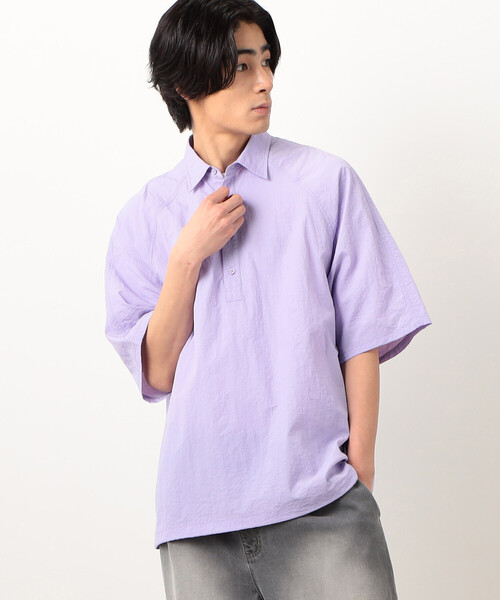 TOM FORD プルオーバーシャツ Purple&Yellow シャツ ナイロンタッサープルオーバーシャツ