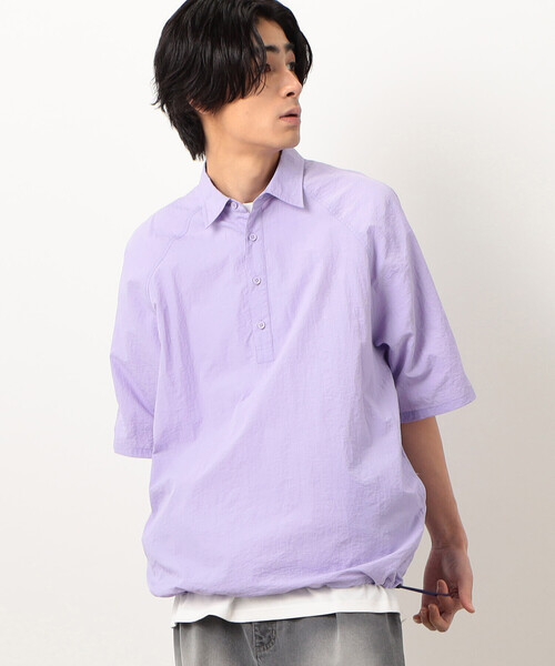 Purple&Yellow シャツ ナイロンタッサープルオーバーシャツ