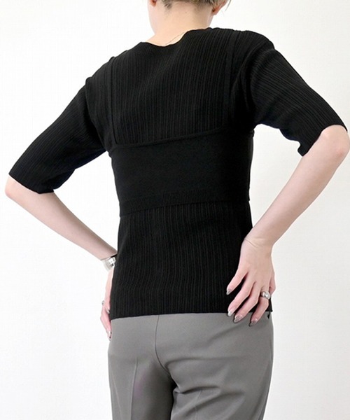 ニット セーター アクリル麻タッチビスチェセットトップス レディース STYLEBLOCK ニット セーター アクリル麻タッチビスチェセット