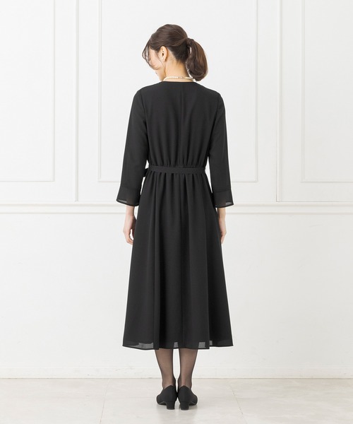 CARETTE ワンピース 前開カシュクール風ブラックフォーマル
