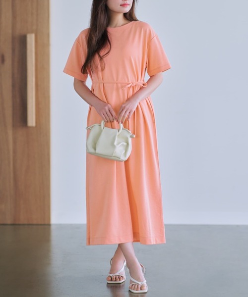小さいサイズ ジャガードスリーブワンピース 低身長さん・小柄