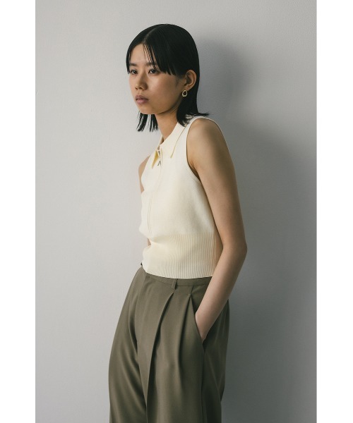 タンクトップ ノースリーブ ジップノースリニットポロ レディース STYLEMIXER タンクトップ ノースリーブ ジップノースリ