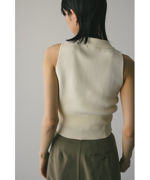 タンクトップ ノースリーブ ジップノースリニットポロ レディース STYLEMIXER タンクトップ ノースリーブ ジップノースリ