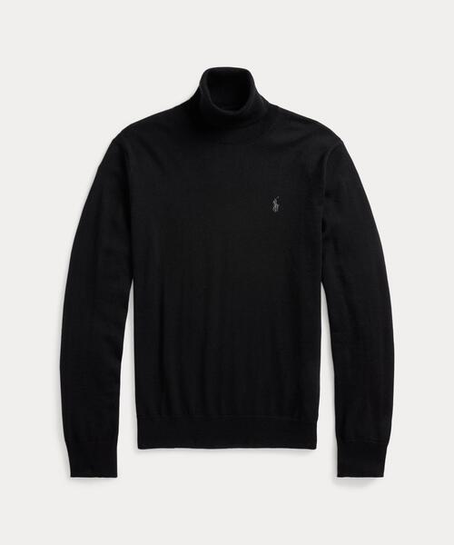 POLO RALPH LAUREN メンズウールニット 黒 タグ付き新品 POLO RALPH LAUREN セーター ニット ウォッシャブル ウール