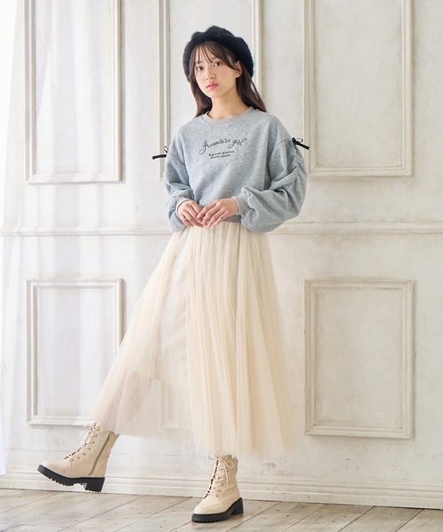 【希少】MORABITO BLANC 刺繍 トレーナー プルオーバー 森ガール Amourire girl トレーナー ハート柄ふくれジャガードプル