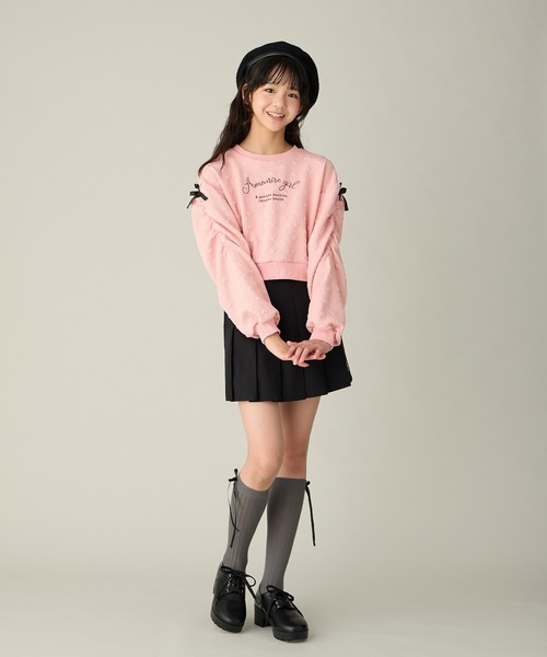 Amourire girl トレーナー ハート柄ふくれジャガードプル