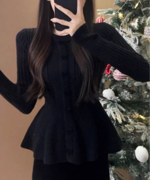 【最終価格】Bibiy. ペプラムラメニット セーター 長袖 ブラック 新品未使用】Bibiy ペプラムラメニット セーター 長袖 ブラック｜Yahoo