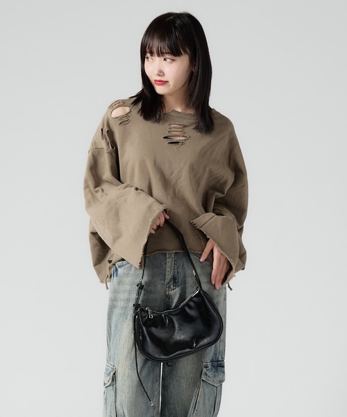 Chick トレーナー スウェット Cropped Damage Sweat / ダメージ