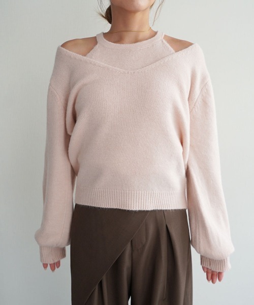 ニット セーター レイヤードVネックニットセット レディース Rashik ニット セーター レイヤードVネックニットセット