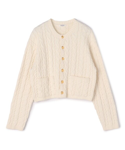MACPHEE カーディガン MACPHEE カーディガン ハイブリットコットンケーブル クルー