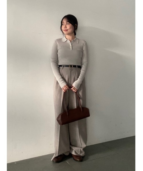 Mila Owen スラックス パンツ ドライタッチ2タックワイドパンツ