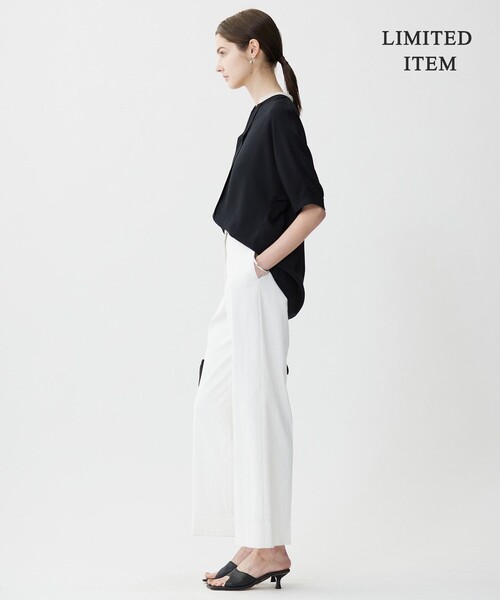 ICB BackSatinAmunzen キーネックブラウス BackSatinAmunzen 5分袖キーネックブラウス（シャツ/ブラウス
